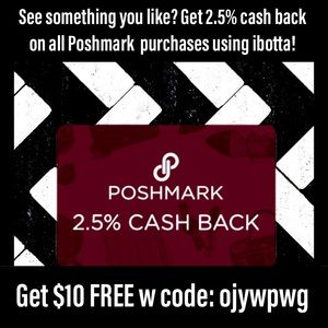 2.5% cashback on ALL Poshmark purchases!!! ❤️❤️
